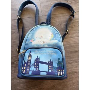 Loungefly Disney Peter Pan Mini Backpack Blue London Skyline Neverland